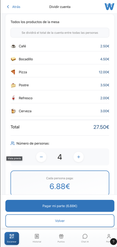 Dividir la cuenta